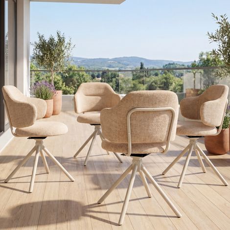 Wahson 4 PZ Sedie Sala da Pranzo Girevoli in Ciniglia, Cucina con Cuscino ad Alta Densità Poltrona Design Moderno per Soggiorno/Ristorante, Giallo