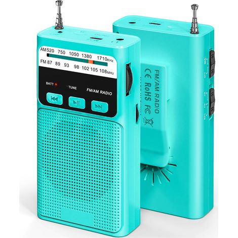 Petit Radio Portable, AM(MW)/FM Poste Radio Portable avec Rechargeable Batterie 1200mAh, avec Excellente Réception, Excellente Qualité Sonore avec Lampe de Poche/TF (1/5)