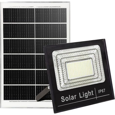 Projecteur solaire LED 200 W – Panneau solaire IP65 – Télécommande – Minuterie – Silicium polycristallin – ABS haute dureté (1/3)