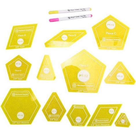 Ensemble de 14 gabarits de patchwork/coulisses anglais pour courtepointes (1/5)