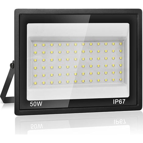 Projecteur LED Extérieur 50W, 5000LM Super Lumineux, 7000K Blanc Froid, IP67 Étanche,Spot Extérieur pour Cour, Garage, Allée, Atelier, Couloir et Éclairage de Sécurité (1/5)