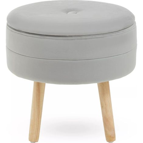 Premier Housewares Ivy Grey Velvet Stool (1/5)