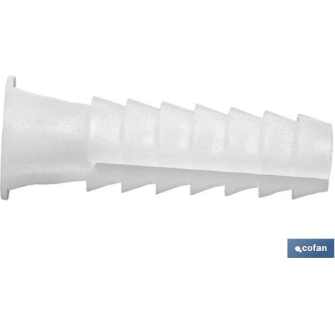 Pack 100 unidades taco plástico tipo blanco 8 mm (1/2)