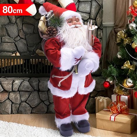 TRADE SHOP - Babbo Natale Classico 80cm In Plastica Vestiti In Tessuto Decorazione Natalizia - (1/3)