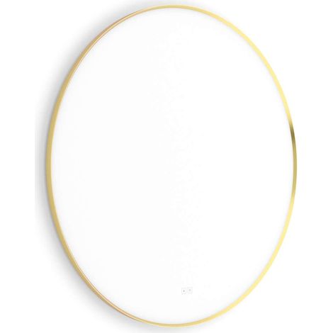 Nimco - Espejo con iluminación LED, 100 cm de diámetro, dos sensores táctiles, oro cepillado ZPZ 61004RVX-Z (1/5)