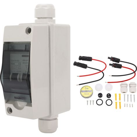 Interrupteur de sectionnement solaire IP65, disjoncteur miniature avec boîtier pour rail DIN, pour applications photovoltaïques 10 A CC 12-400 V CA 90-400 V (1/5)