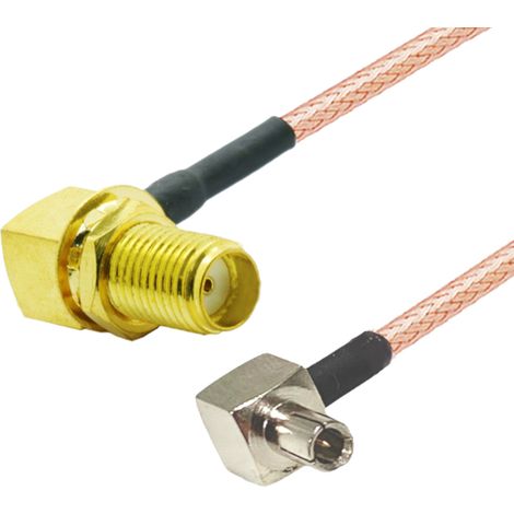 Anschlusskabel mit TS9-Stecker / SMA-Buchse, abgewinkelt, RG316, 25 cm (1/2)