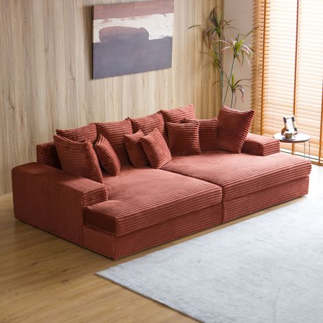 Divano 4 posti in velluto a coste terracotta CARDIFF