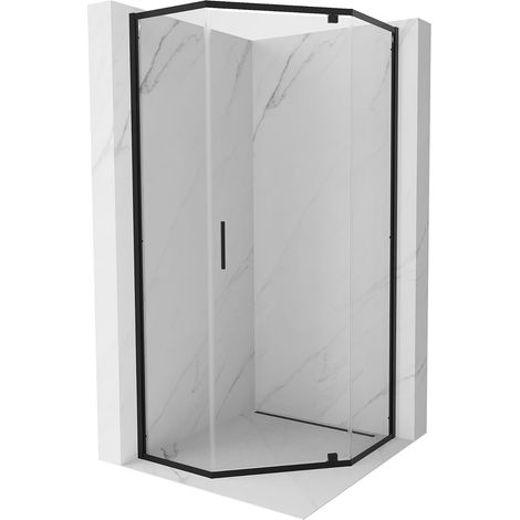 Mexen Exo cabina doccia pentagonale a battente 80 x 80 cm, trasparente, nera - 812-080-080-70-00 (1/5)