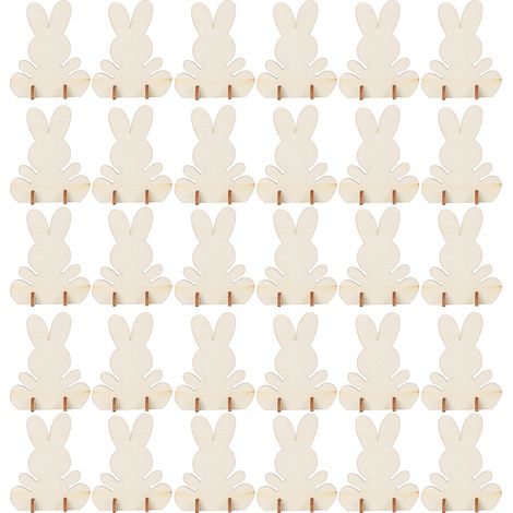 90Pcs Wooden Bunny Cutouts Rabbit Wood Chip Unfinished Craft DIY Home Decoration 3D Ornament (1/5)