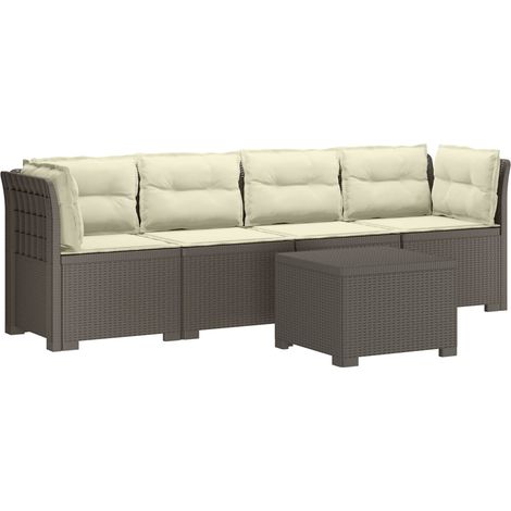 Maison Exclusive - 4-Sitzer Gartensofa mit Kissen Rattan Look PP (1/5)