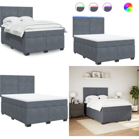 Boxspringbett mit Matratze Dunkelgrau 140x190 cm Samt - Boxspringbett - Doppelbett - Samtbett - Luxusbett - Hochwertiges Bett - Home & Living (1/5)