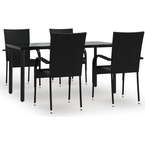 Maison Exclusive - 5-tlg. Garten-Essgruppe Schwarz Poly Rattan