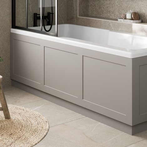 Traditional Bathroom 1700mm Front Bath Panel 18mm MDF Wood Grey Plinth Easy Cut