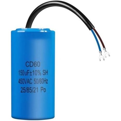 CD60 AC 450V 150uf 50/60HZ condensateur, Capacitor,condensateur électrique, condensateur de démarrage de moteur, avec câble,pour réfrigérateur, moteur, pompe, générateur (1/4)