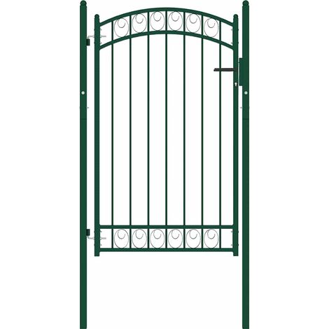 Portail de jardin,Portail de clôture,Portillon de jardin avec dessus arqué Acier 100x150 cm Vert CFW65640 (1/5)