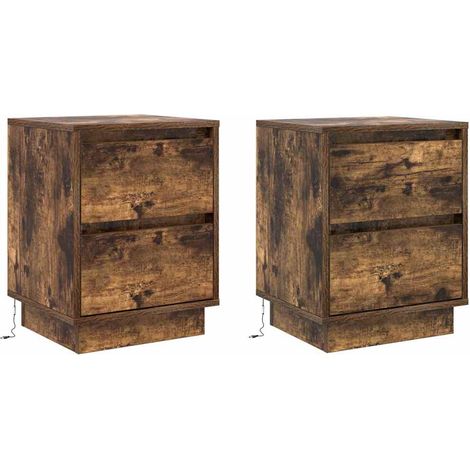 Maison Exclusive - Armadio da Notte 2 pcs Rovere fumé 39 x 34,5 x 50 cm (1/5)