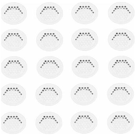 Ensemble de 20 grilles de ventilation – Grille ronde de 35 mm en acier inoxydable blanc – Pour cuisines et meubles – Diamètre extérieur : 42 mm – Hauteur : 10 mm (1/5)