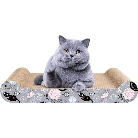 Griffoir Carton Ondulé Chat à l'Herbe Organique - Planche à Gratter Jouet Réversible Durable (1/5)