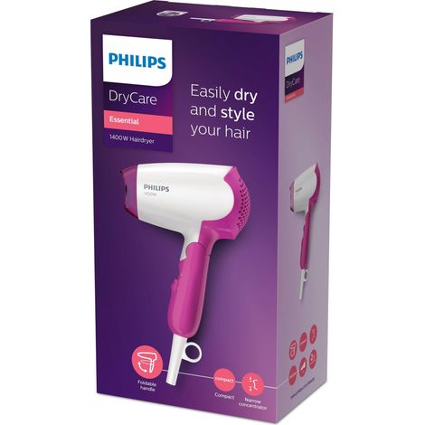 Philips DryCare BHD003/00 asciugacapelli Rosa, Bianco 1400 W - Asciugacapelli (Rosa, Bianco, 1,8 m, 1400 W, 220-240 V) (1/2)