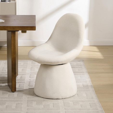 Wahson Esszimmerstuhl drehbar gepolsterter Küchenstuhl ohne Armlehnen Drehstuhl Esszimmer Polsterstuhl Schminkstuhl, 1 Stück, Chenille, Beige