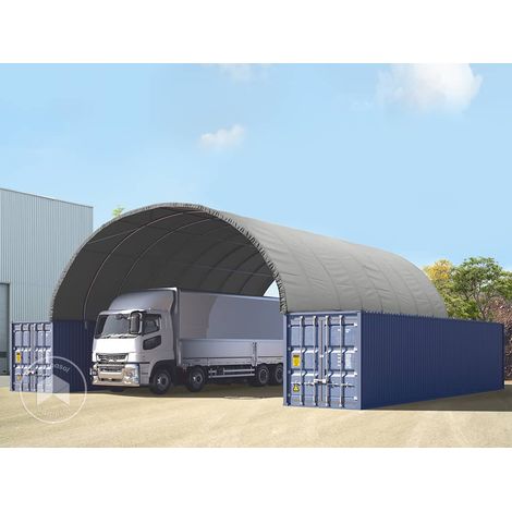 TOOLPORT Cubierta para contenedores Contop 10x12m – Lona de PVC 2300N gris – Nave industrial, carpa almacén, carpa industrial (1/5)