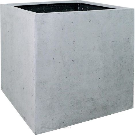 Bac en Polystone Roma Ext. Cube L 60x 60 x H 60 cm Gris ciment - dimhaut: H 60 cm - couleur: Gris ciment