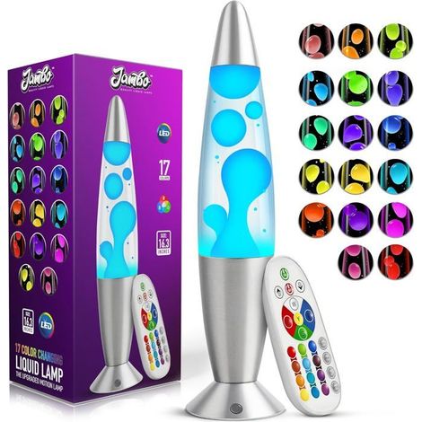 Lampe à lave LED 40 cm, 17 couleurs avec télécommande, effet liquide apaisant, décoration de chambre (1/5)
