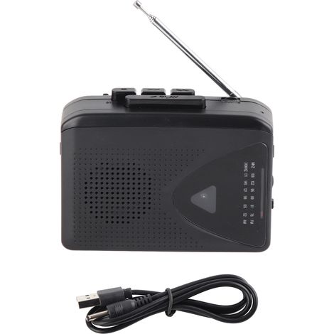 Reproductor de casetes portátil, radio estéreo AM/FM, conector de 5 mm, altavoces integrados, para uso doméstico y de viaje. (1/5)