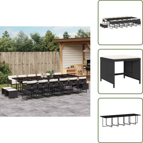 Cuscini per sedie - vidaXL Set da Pranzo da Giardino 17 pz con Cuscini Nero in Polyrattan - Cuscini per sgabelli