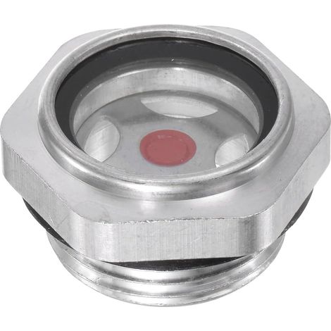 sourcing map Air Compresseur Huile Niveau Jauge Vision Verre G1 Mâle Fileté 20mm Hauteur Aluminium Liquide Indicateur Vision Fenêtre (1/5)