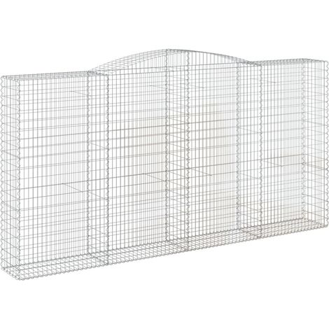 Gavión cesta jaula valla muro de contención arqueado 400 x 50 x 200/220 cm hierro galvanizado Plata 020040095