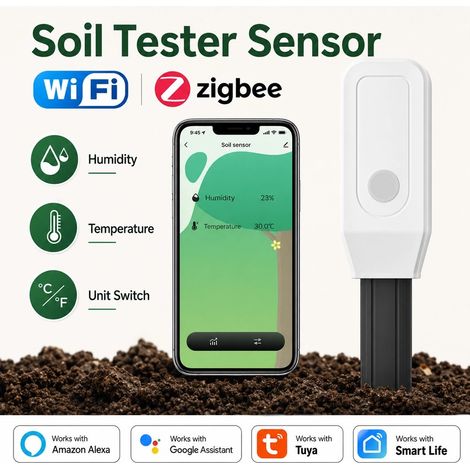 Tuya Sensore Terreno Smart con Misuratore Umidità e Temperatura Wi-Fi (1/5)