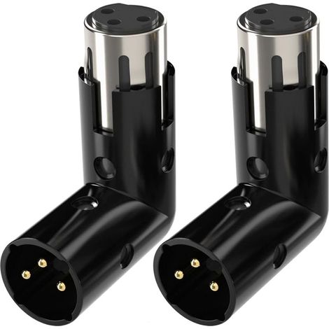 CYRILL – 2 pièces adaptateur xlr à angle droit mâle et femelle réglable, convertisseur adaptateur coude 3 broches xlr à 90 degrés (1/4)
