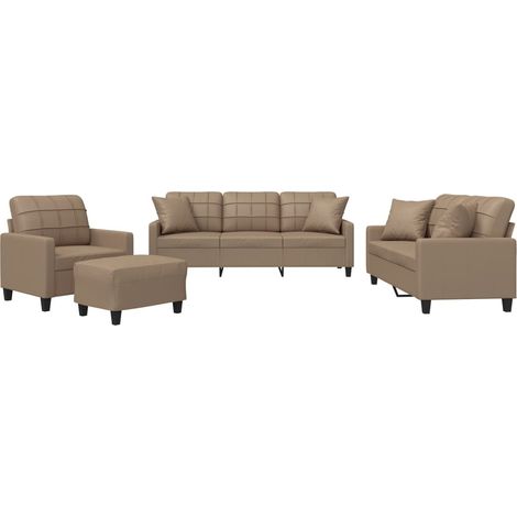 Maison Exclusive - Set di Divani 4 pz con Cuscini Cappuccino in Similpelle