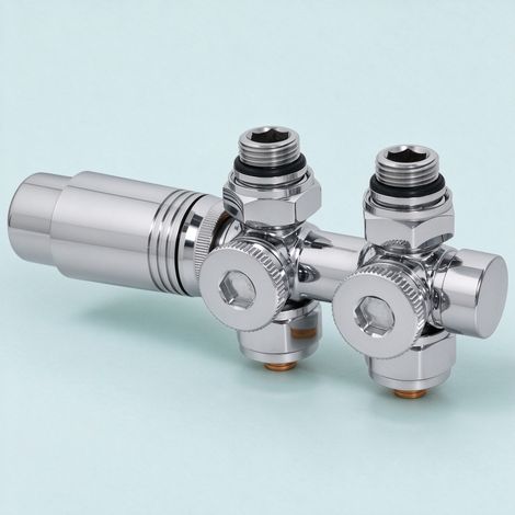Robinet thermostatique radiateur Multibloc chromé G1/2 pour tubes 15/16 mm S'AFIELINA