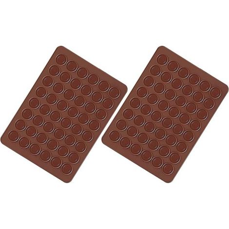 Lot de 2 tapis de cuisson pour macarons - Ustensiles de cuisine - Tapis de cuisson - Convient pour macarons, pain et desserts - Silicone - Marron (1/5)