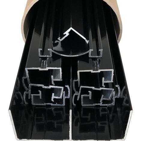 Kit de quincaillerie Styldoor en aluminium pour placard coulissant avec freins H2.5m x L3m, 3 vantaux, finition Laqué Noir HOMEWELL