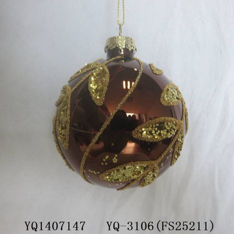 BDN VERRE 80MM MARR FEUILL OR - Feeric lights & christmas