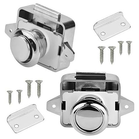 Serrure à bouton 15-18 mm poignée de meuble de serrurier de meubles 2 pièces serrure à bouton de verrouillage serrure de meuble de camping-car loquet en métal tiroir serrure de meuble loquet de meuble (1/5)
