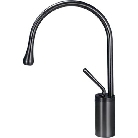 Robinet de salle de bain mitigeur lavabo demi-haut rotation 360 degrés moderne cygne Noir (1/5)