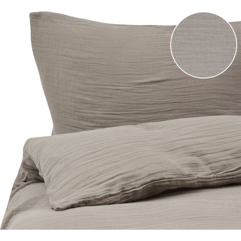 Bettwäsche-Set SUMNER Baumwollmusselin 220 x 240 cm Taupe
