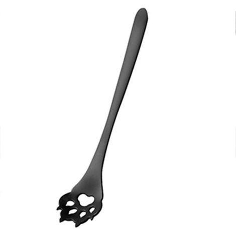 Cuillères à thé à long manche en acier inoxydable, créatives pour la crème glacée, le café, la soupe, le thé et les cocktails. RYDBlackDog Paw B (1/5)