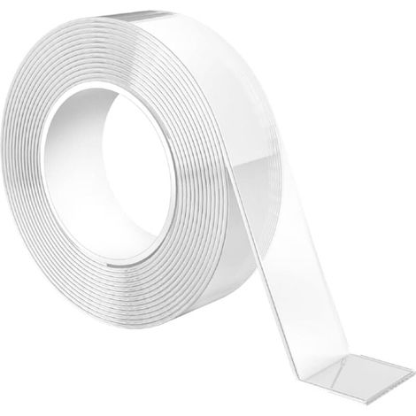 Double Face Extra Fort, Scotch Transparent Double Face, Nano-Ruban Lavable et Réutilisable, 3 Mètres (1/4)