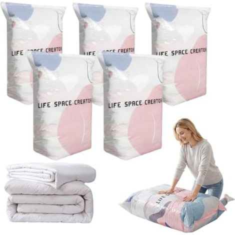 Sans pompe Grands sacs de compression sous vide rangement vêtements voyage couette (5, 100x80x38cm) (1/5)