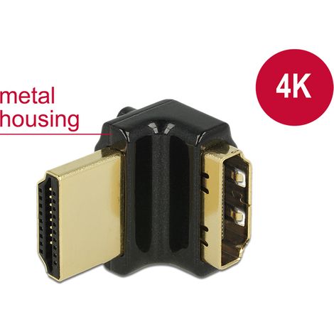 Adapter hdmi-a buchse  hdmi-a stecker 270Â° oben gewinkelt 4k metallgehÃ¤use premium delock