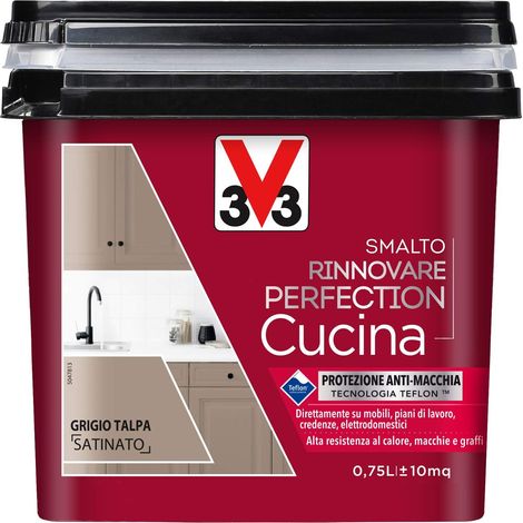 V33 Smalto Rinnovare Perfection Cucina Muri Piastrelle Mobili Metallo Satinato - Colore: Grigio Talpa Satinato
