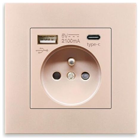 Prise murale USB Type C, port de charge, alimentation électrique domestique, prise standard UE AC 110-250 V 16 A (type 1) (1/5)
