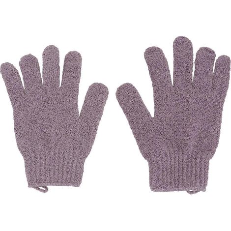 1 paire de gants exfoliants pour le bain, gants de gommage corporel à cinq doigts, gants de douche et de sauna pour hommes et femmes (violet) (1/4)
