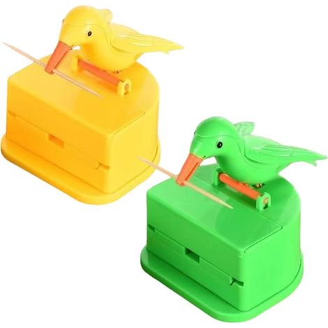 2 Pièces De Boîte À Cure-Dents pour Oiseaux, Pot À Cure-Dents Mignon, Boîte De Rangement pour Cure-Dents, Fournitures De Table À Manger pour La Maison (Jaune, Vert). (1/5)